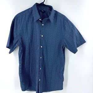 Theory‎ Navy Textured Button Down Shirt